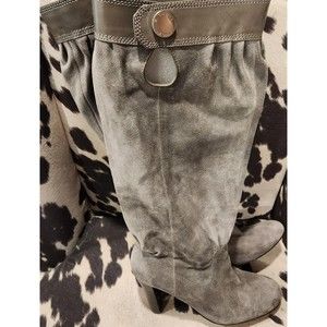 Michael Kors Boots Womens 9‎ M Suede Gray Grey Knee High Heel Shoes $225 MSRP